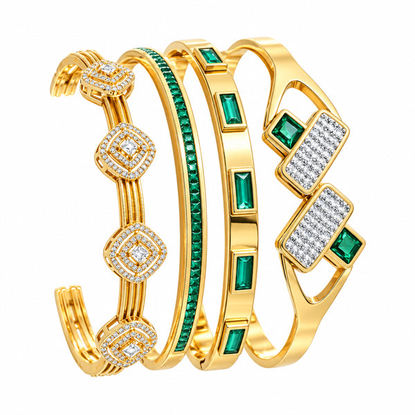Goldener Armreif mit grünem Zirkonia