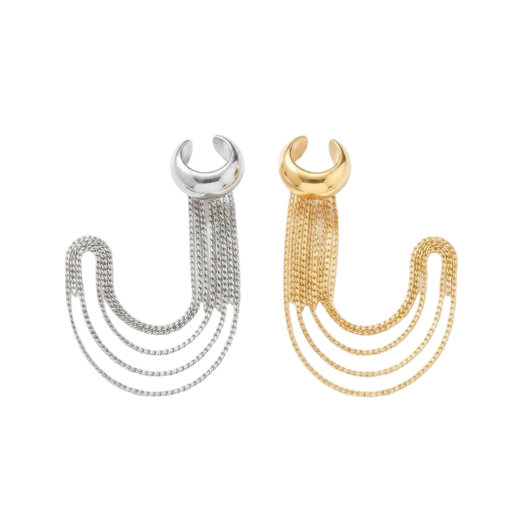 Ear Cuff mit Kette aus 18K vergoldetem Edelstahl – Ohne Ohrloch