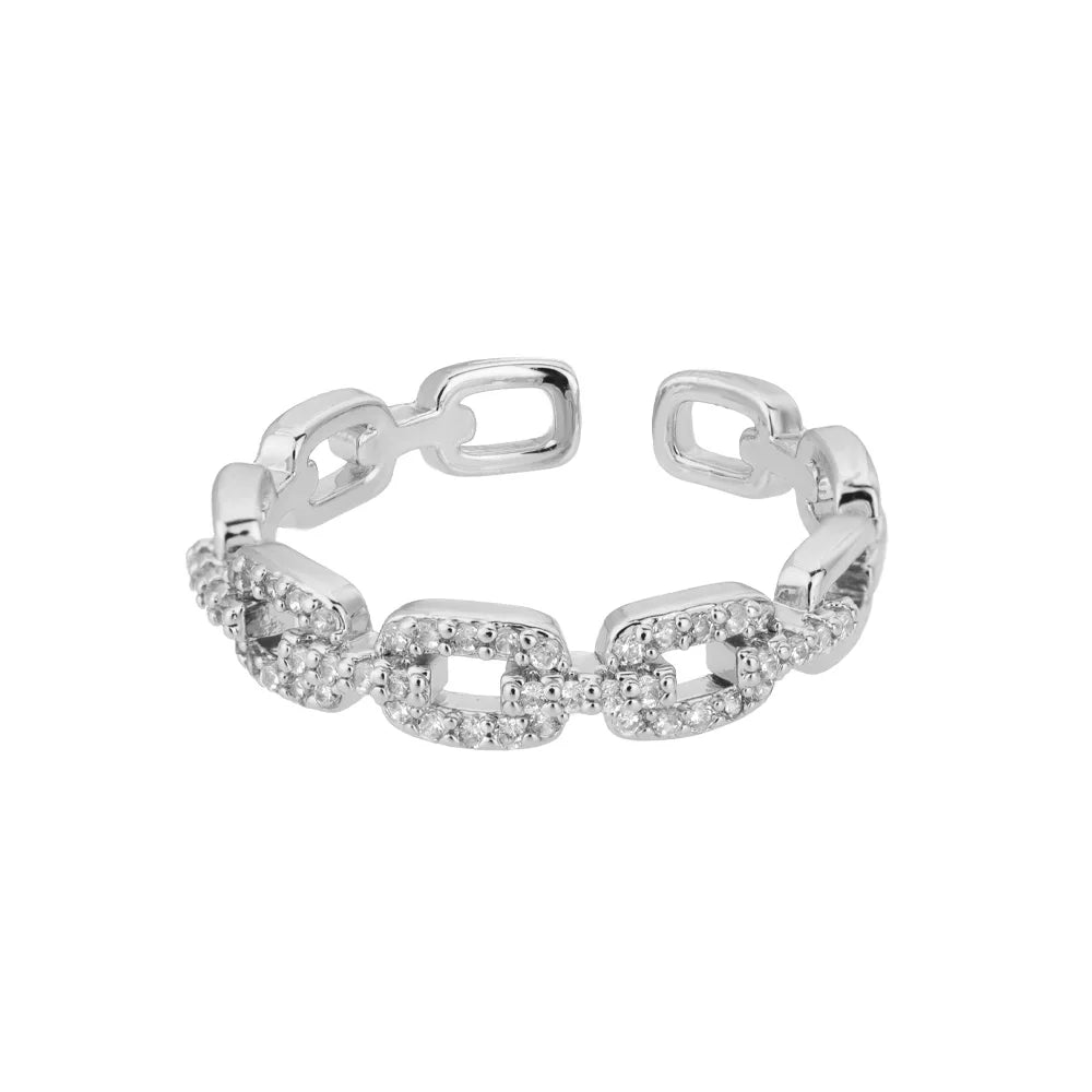 Gedrehter Edelstahlring mit Zirkonia