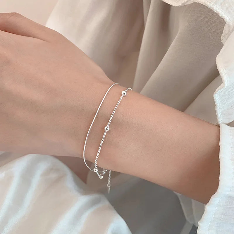 925 Sterling Silber Armband mit doppelter Schlangenkette