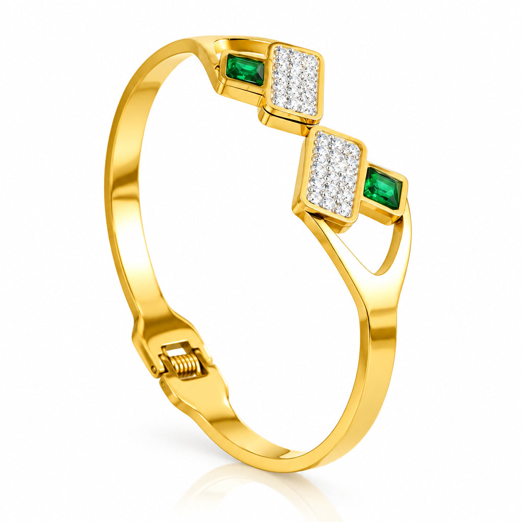 Goldener Armreif mit grünem Zirkonia