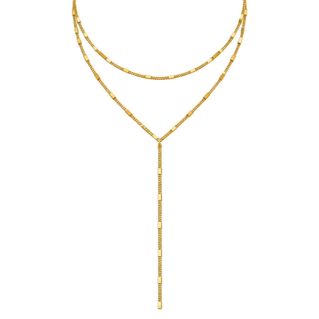 Lariat Gold – Zierliche Y-Kette aus Edelstahl, 14K vergoldet
