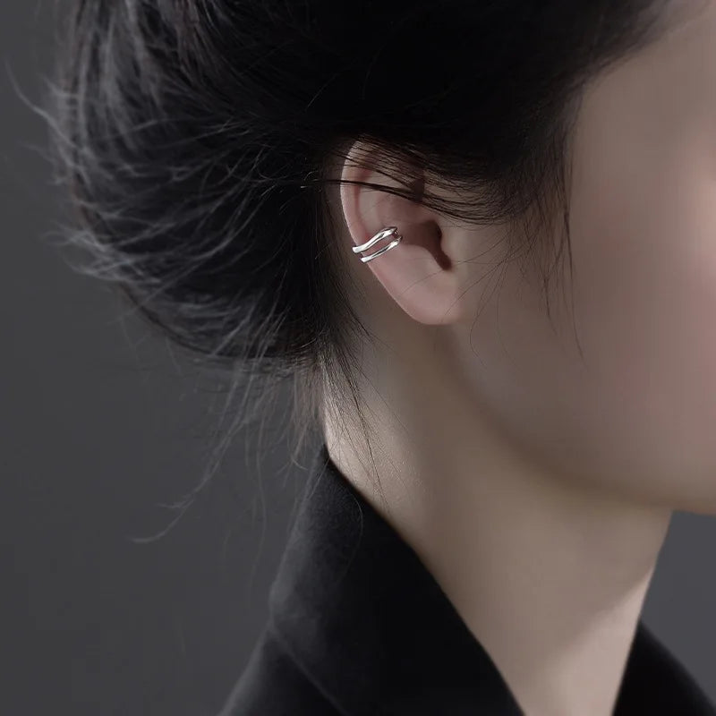 Doppelter Ear Cuff in Silberoptik – Ohne Ohrloch