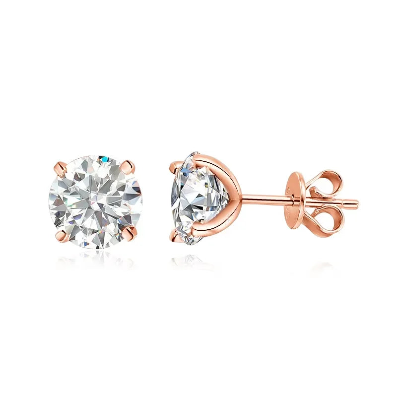 925 Sterling Silber Ohrstecker mit Moissanit & Roségold-Vergoldung