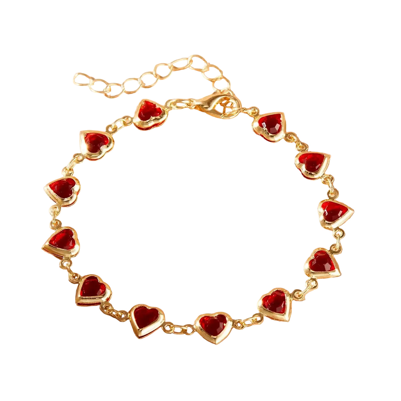 Herz-Armband mit rotem Kristall-Zirkonia