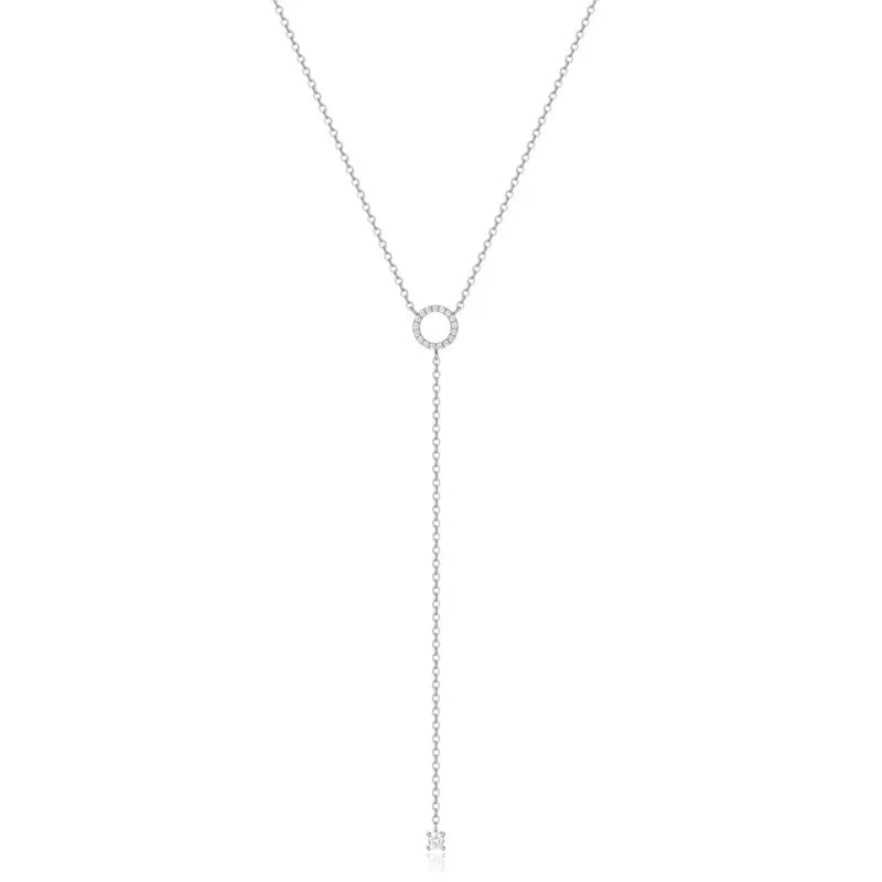 925 Sterling Silber Halskette mit Doppelkreis-Anhänger