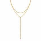 Lariat Gold – Zierliche Y-Kette aus Edelstahl, 14K vergoldet