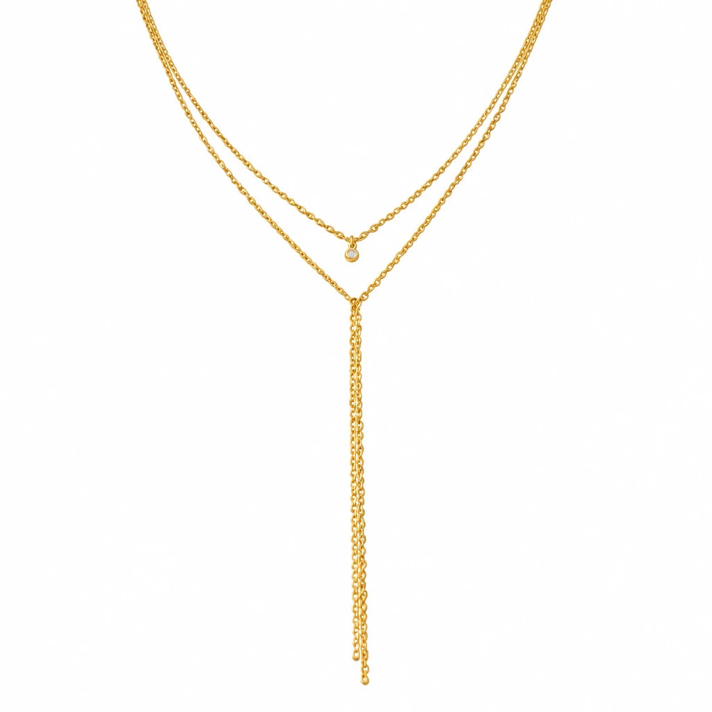 Lariat Gold – Zierliche Y-Kette aus Edelstahl, 14K vergoldet