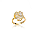 Drehbarer Kleeblatt-Ring aus Edelstahl mit Zirkonia