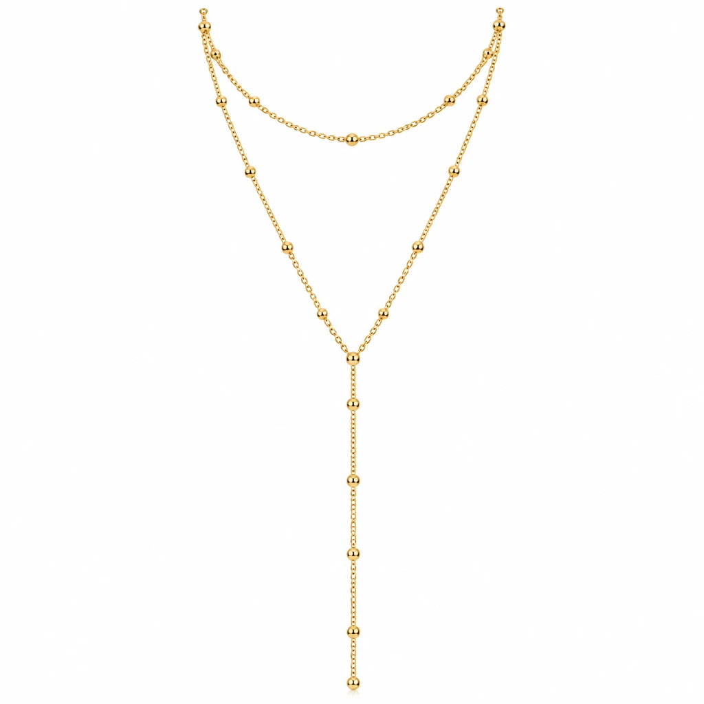 Lariat Gold – Zierliche Y-Kette aus Edelstahl, 14K vergoldet