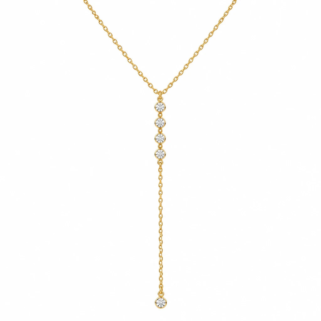 Lariat Gold – Zierliche Y-Kette aus Edelstahl, 14K vergoldet