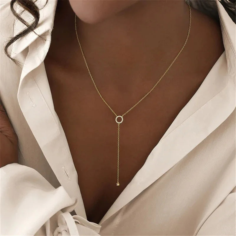925 Sterling Silber Halskette mit Doppelkreis-Anhänger