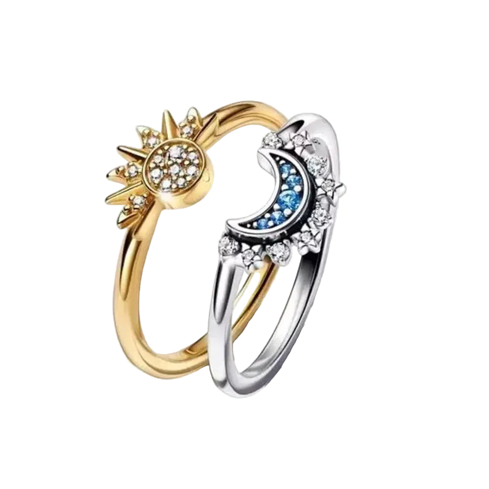 925 Sterling Silber Partnerringe Sonne & Mond