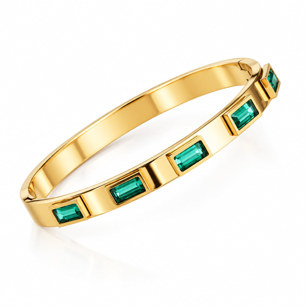 Goldener Armreif mit grünem Zirkonia