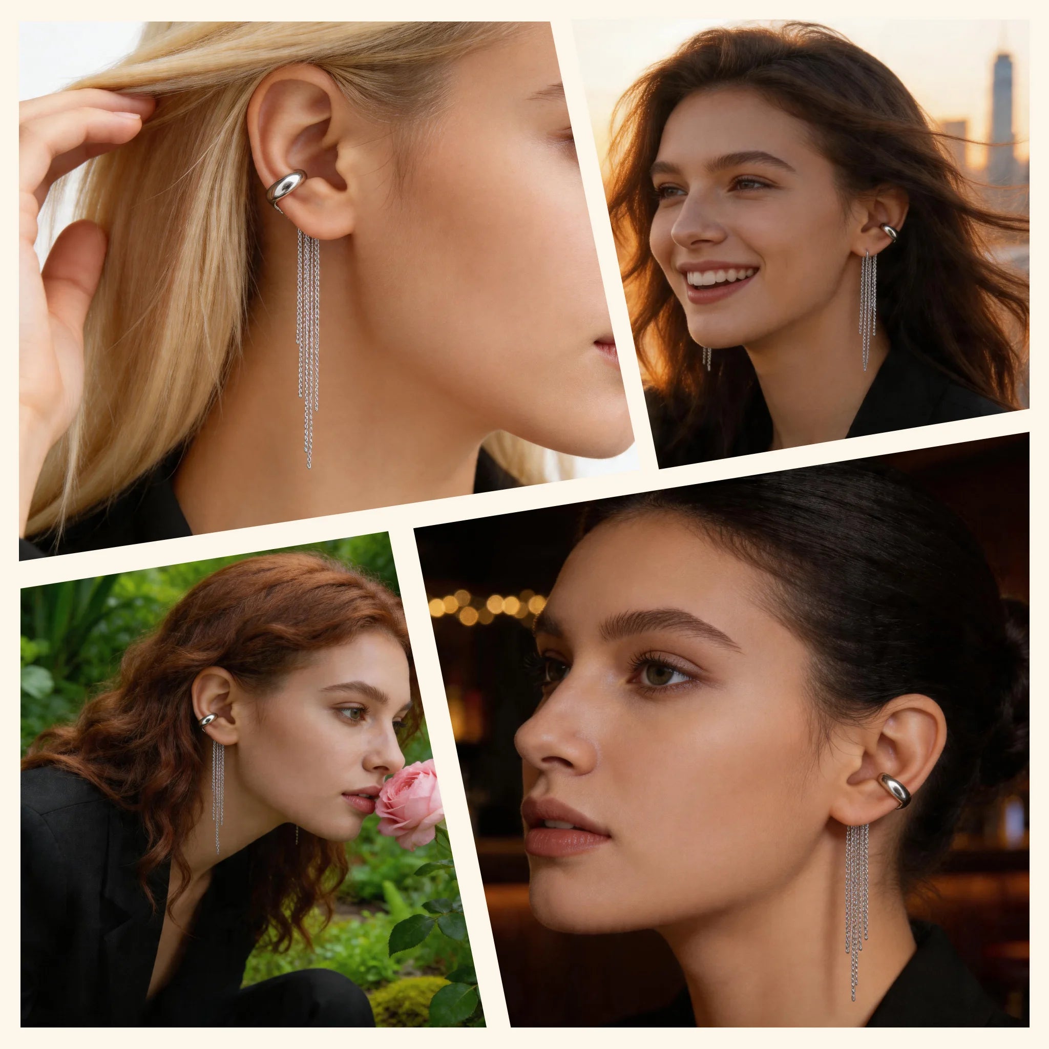 Ear Cuff mit Kette aus 18K vergoldetem Edelstahl – Ohne Ohrloch
