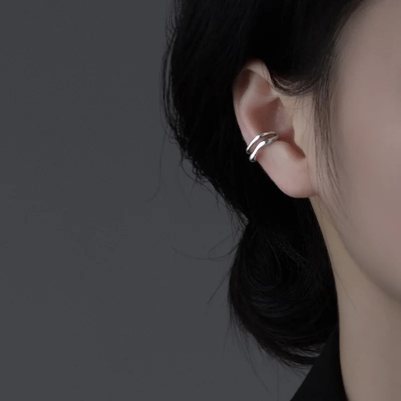 Doppelter Ear Cuff in Silberoptik – Ohne Ohrloch