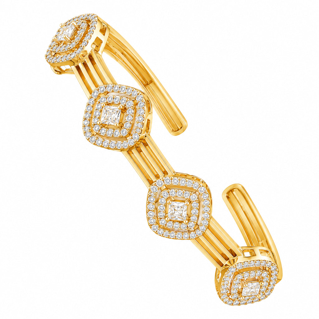 Goldener Armreif mit grünem Zirkonia