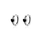925 Sterling Silber Creolen mit schwarzem Herz