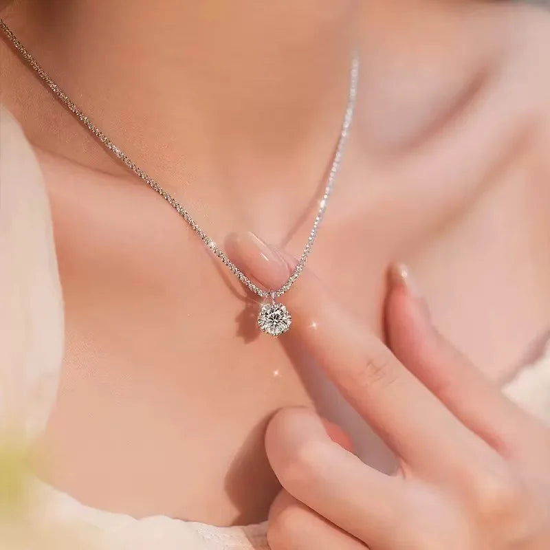 925 Sterling Silber Halskette mit Zirkonia-Anhänger