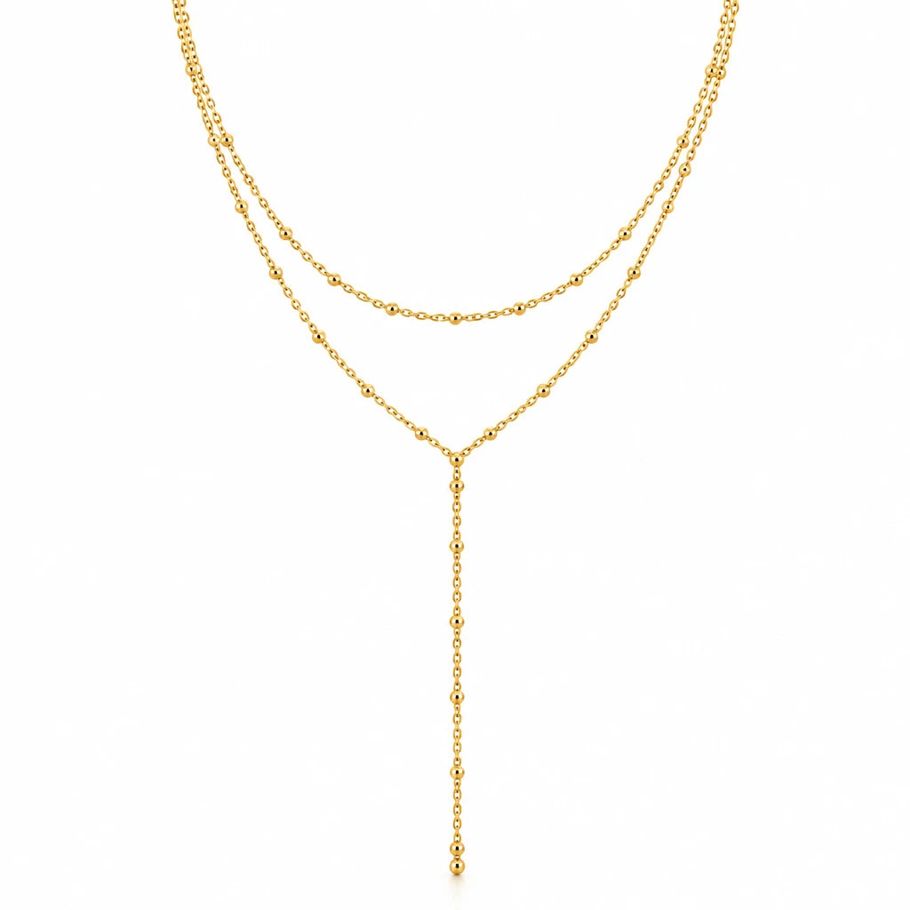 Lariat Gold – Zierliche Y-Kette aus Edelstahl, 14K vergoldet