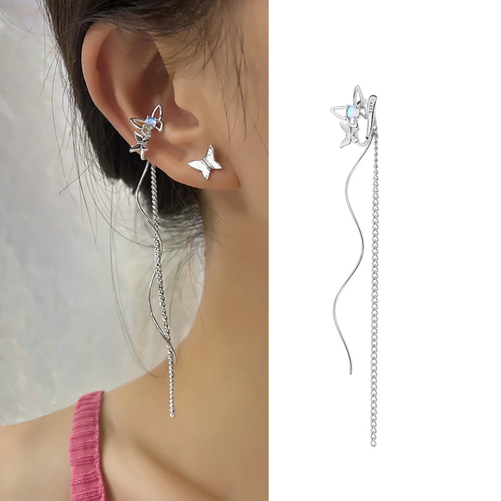 Ear Cuff mit Kette aus 18K vergoldetem Edelstahl – Ohne Ohrloch