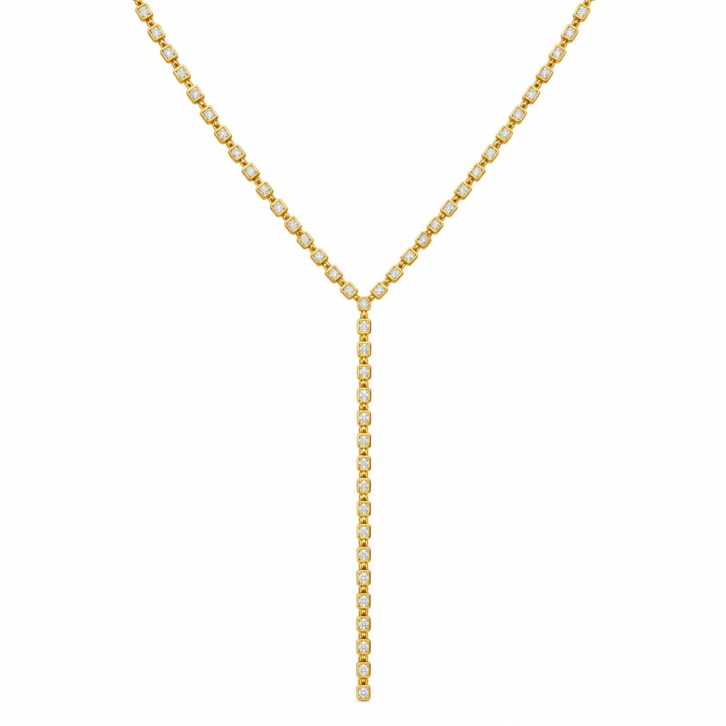 Lariat Gold – Zierliche Y-Kette aus Edelstahl, 14K vergoldet