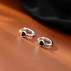 925 Sterling Silber Creolen mit schwarzem Herz