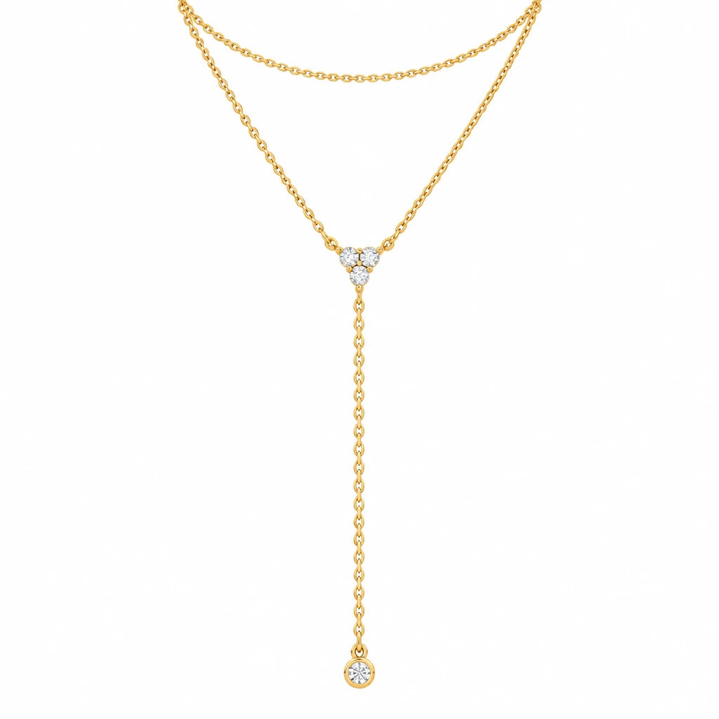 Lariat Gold – Zierliche Y-Kette aus Edelstahl, 14K vergoldet