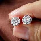 925 Sterling Silber Ohrstecker mit Moissanit & Roségold-Vergoldung