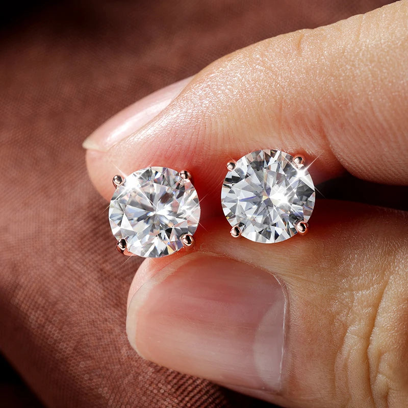 925 Sterling Silber Ohrstecker mit Moissanit & Roségold-Vergoldung