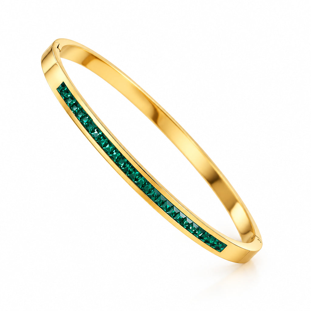 Goldener Armreif mit grünem Zirkonia