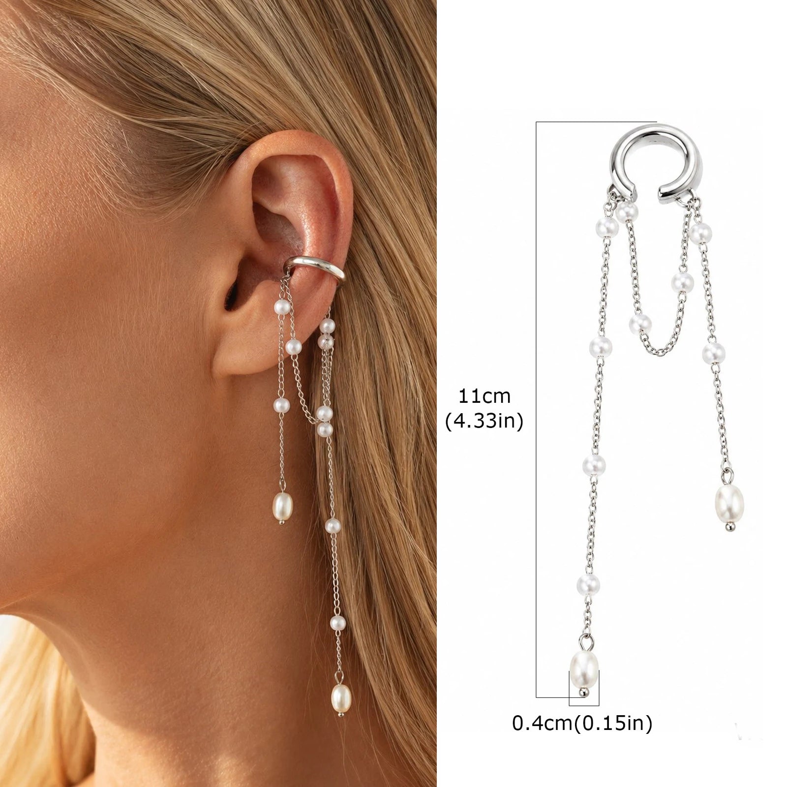 Ear Cuff mit Kette aus 18K vergoldetem Edelstahl – Ohne Ohrloch