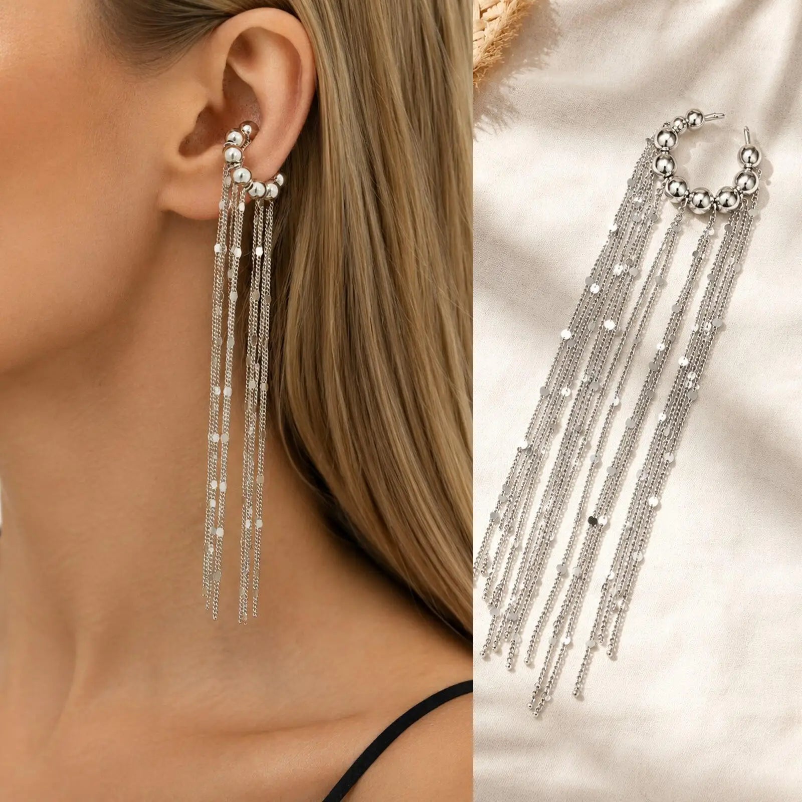 Ear Cuff mit Kette aus 18K vergoldetem Edelstahl – Ohne Ohrloch