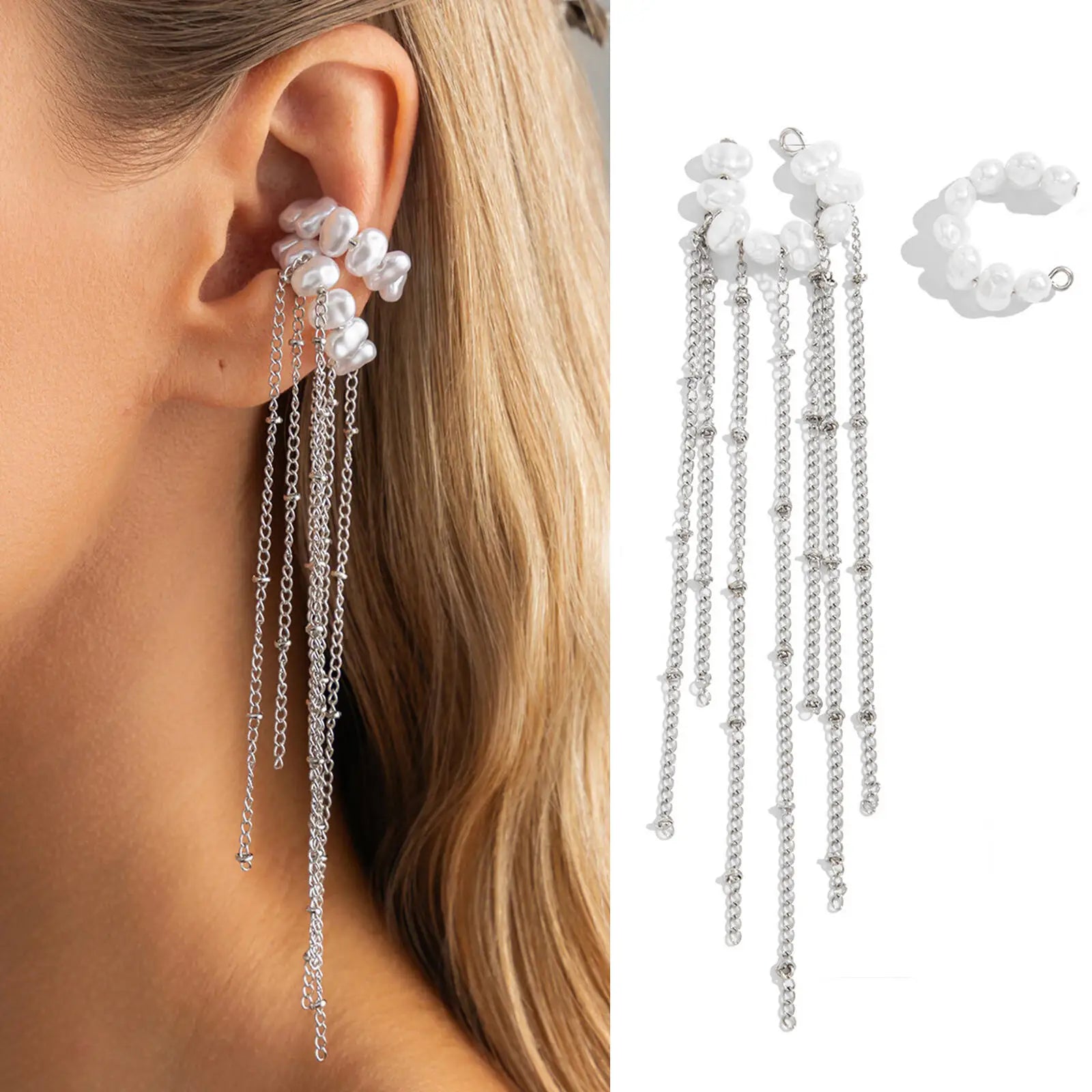 Ear Cuff mit Kette aus 18K vergoldetem Edelstahl – Ohne Ohrloch