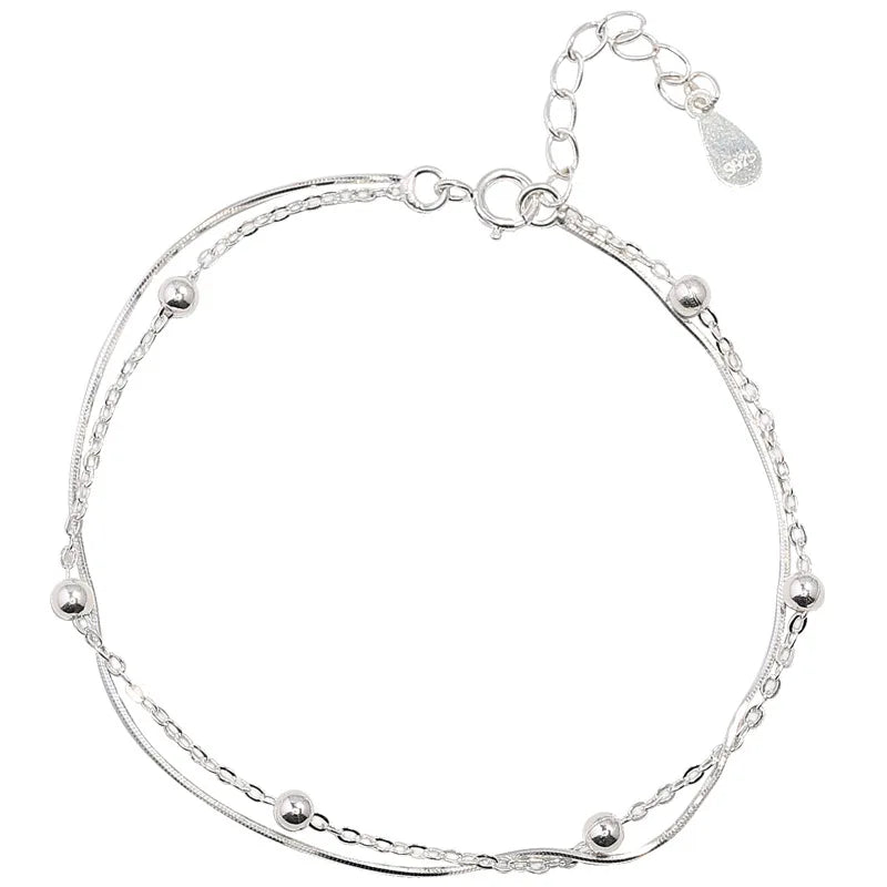 925 Sterling Silber Armband mit doppelter Schlangenkette