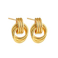 Vintage Texture Gold Plated Stainless Steel Earrings for Women Geometric Circle Twist Statement Earring Fashion Jewelry Bijoux