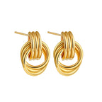 Vintage Texture Gold Plated Stainless Steel Earrings for Women Geometric Circle Twist Statement Earring Fashion Jewelry Bijoux