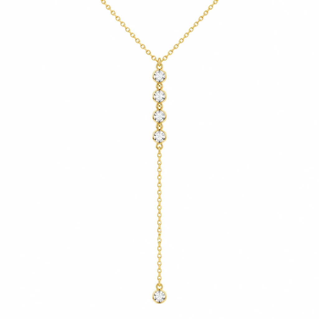 Lariat Gold – Zierliche Y-Kette aus Edelstahl, 14K vergoldet
