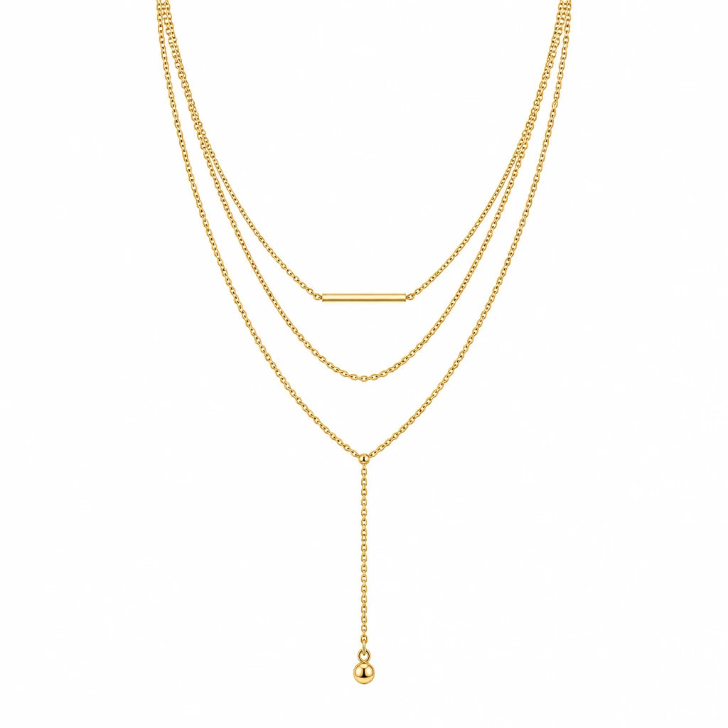 Lariat Gold – Zierliche Y-Kette aus Edelstahl, 14K vergoldet