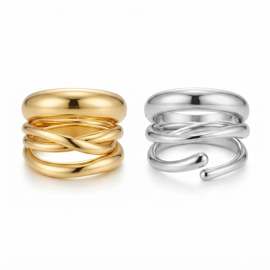 Geometrischer Armreif aus Edelstahl in Gold- oder Silberoptik
